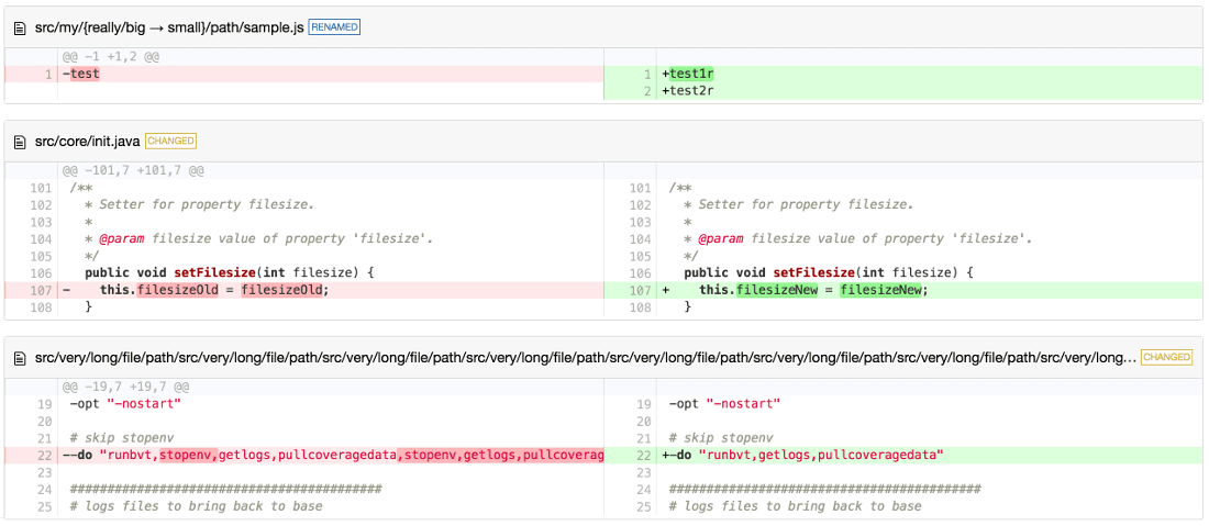 Diff2Html pretty html side-by-side example render